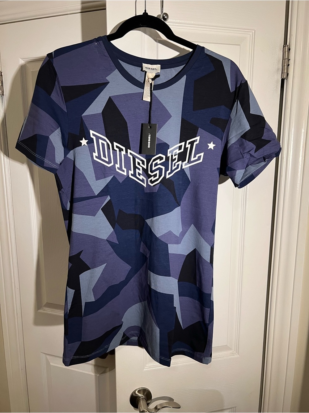 Diesel Navy & Light Blue Geometric Logo Short Sleeve Tee